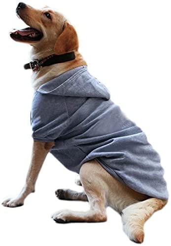 DULEE Ropa Grande,Cálido Sudadera con Capucha para Perros Algodón Suéter Chaqueta Abrigo Costume Pullover para Mascota Perro Gato Grau - el perro