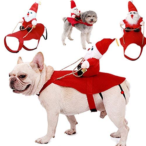 Navidad Ropa para Mascotas,Ajustables Gato Ropa para Perros de Lindo Santa Adecuado para Navidad,Fiesta(Gato y Cachorro) - Por el perro