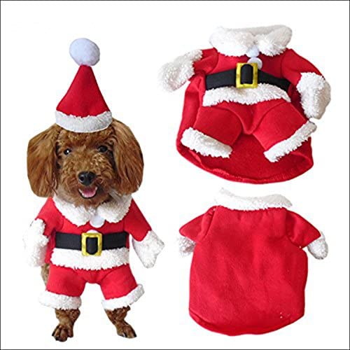 Rokoo Disfraz de Mascota de Navidad Traje de Perro con Gorro de Santa Claus Escudo de Capucha para Perros pequeños Divertido Perrito de Fiesta de Navidad Ropa - Por el