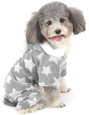 ZUNEA Pijama para Pequeño Abrigo con Capucha Forro Polar Cachorros Niñas Niños Rope de Invierno Cálido Pijamas de Algodón Suave Ropa General para Mascotas Perros Gato Chihuahua Gris S - Por