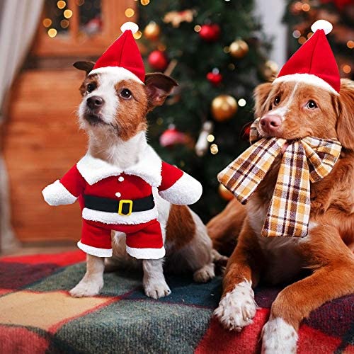 WELLXUNK® Disfraz de Papá Noel de Disfraz de Navidad Mascotas, Disfraz de Navidad Perros Lindo Santa Claus Ropa de Fiesta Nuevo Divertido Disfraz para Fiestas de Mascotas (S) -