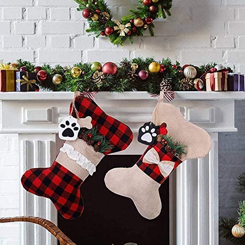  Alipis 2 piezas de calcetines de Navidad hechos en casa para  perro, calcetines de Papá Noel, medias de Navidad vintage, calcetines de  fieltro de Navidad, bolsas de regalo para decoración de