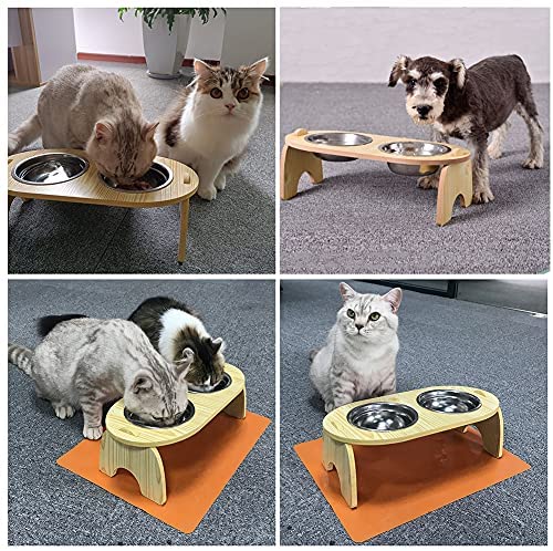 F Fityle Cuencos de Comida Elevados Tazón Doble para Cachorros Gatos Comedero para Mascotas Tazón de Fuente de cerámica Doble 